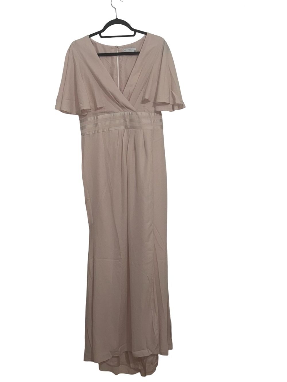 Asos Design Pink Flutter Sleeve Maxi  Wedding Bridesmaid Dress Sz 12 NWT